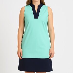Sail to Sable Blue & Green Block dress women’s size medium